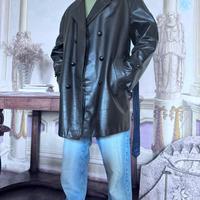 Trench vera pelle vintage oversize