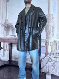 Trench vera pelle vintage oversize