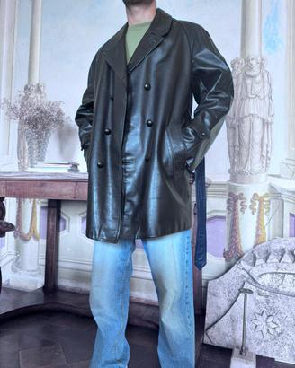 Trench vera pelle vintage oversize