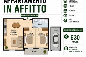 Campogalliano con due camere balcone e box auto