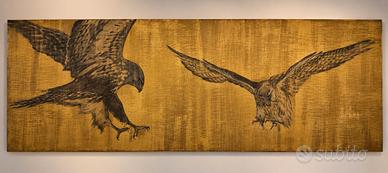Dipinto Patrizia Medail Flying Hawks 85x240 cm