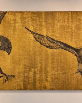 Dipinto Patrizia Medail Flying Hawks 85x240 cm