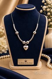 Collana contemporanea charm cuore argento 925 45cm