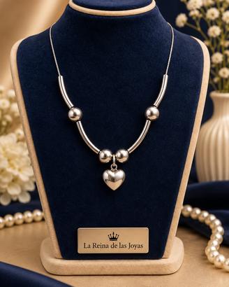 Collana contemporanea charm cuore argento 925 45cm
