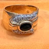 Anello oro 18 kt con zaffiro e brillanti