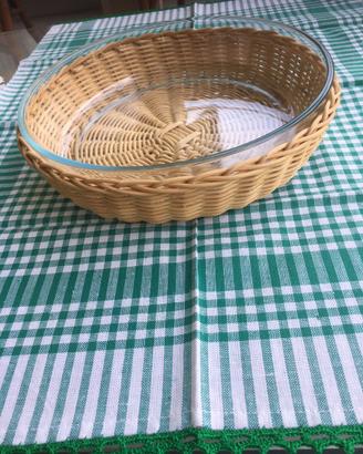 Pirofila rotonda  Pyrex  con cestino in vimini