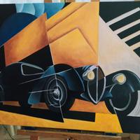 Quadro dipinto a mano Bugatti atlantic 80*60