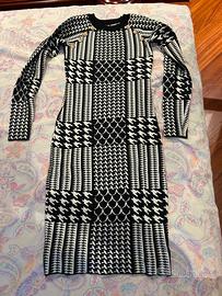 abito donna in maglia bianco/nero elasticizzato S