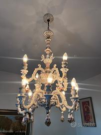Lampadario vintage in ceramica lavorata a mano