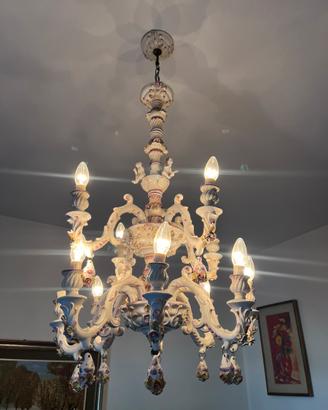 Lampadario vintage in ceramica lavorata a mano