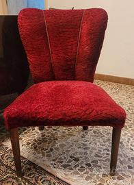 Poltroncina Poltrona Vintage Anni 60 Velluto Rossa