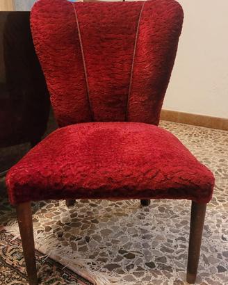 Poltroncina Poltrona Vintage Anni 60 Velluto Rossa
