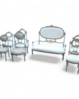 Antico salotto liberty restaurato e laccato a mano