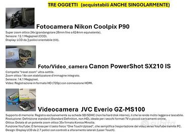 video/foto camere   CANON   -  NIKON  -  JVC