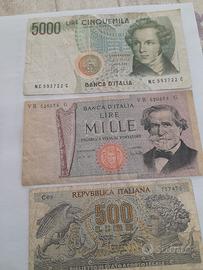 lotto 5 banconote della lira 
