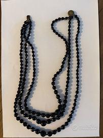 Collana vintage multi filo nera