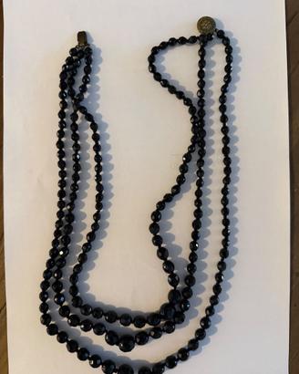 Collana vintage multi filo nera