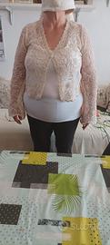 Cardigan coprispalle ZUIKI pizzo Ecrù L/XL NUOVO
