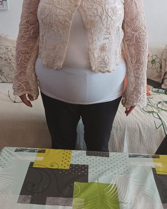 Cardigan coprispalle ZUIKI pizzo Ecrù L/XL NUOVO
