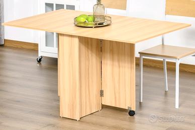 Tavolo richiudibile con ruote e due ribalte 