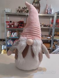 Gnomo Natalizio In Tessuto Rosa 85Cm