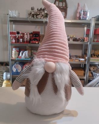 Gnomo Natalizio In Tessuto Rosa 85Cm