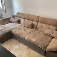 Divano scamosciato con chaise longue