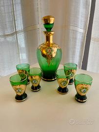 Servizio da liquore trefuochi Murano e oro 24kt