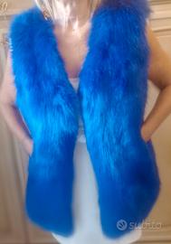 gilet  in pelliccia  blu di camomilla 44