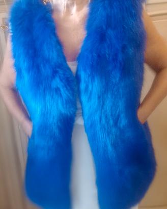 gilet  in pelliccia  blu di camomilla 44