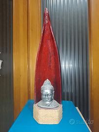 Soprammobile con testa di Buddha alto 36 cm