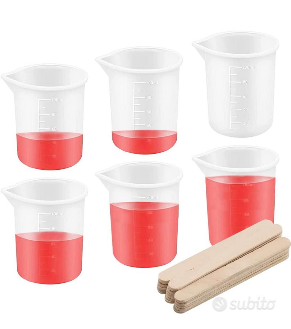 Set Misurini Silicone Per Resina Epossidica - 6 Tazze Con Scala (3x250ml + 3x100ml) + 2 Bastoncini Mescolare - Foto 2