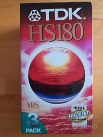 3 VHS Videocassette TDK HS180 3 Pack sigillate