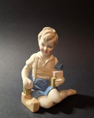 Statuina Bimbo con blocchi Gräfenthal Porcellana
