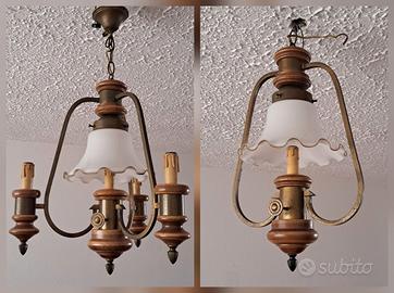 Coppia di lampadari in stile rustico