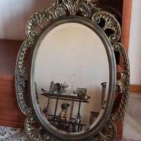 Specchiera Ovale in legno dorato
