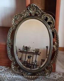 Specchiera Ovale in legno dorato