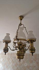 Lampadario ottone arte povera