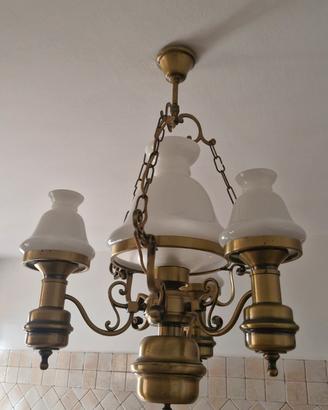 Lampadario ottone arte povera