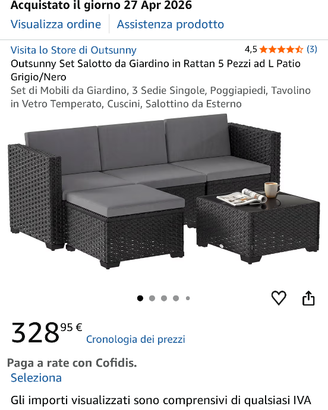 Salotto da giardino in rattan 
