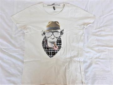 T-Shirt Bianca Piazza Italia Maniche Corte Stampa