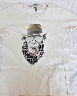 T-Shirt Bianca Piazza Italia Maniche Corte Stampa