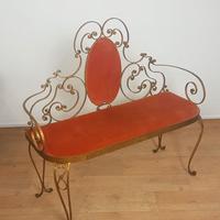 DIVANETTO FERRO BATTUTO seduta in velluto rosso