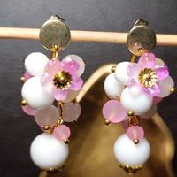 orecchini quarzo rosa,onoce biancho,acciaio