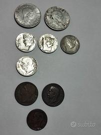 Set 9 monete Lire del Regno d'Italia vintage