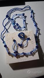 Parure perline blu e viola