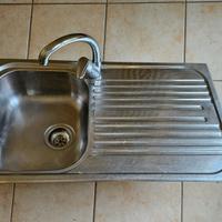 Lavandino lavello cucina acciaio inox, miscelatore