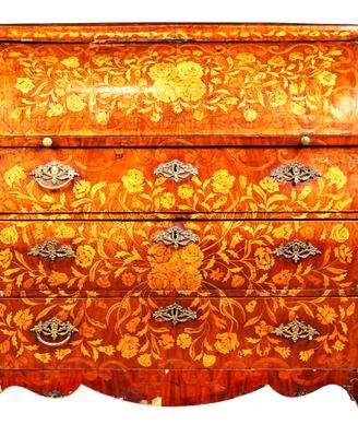 BUREAU A CILINDRO IN NOCE OLANDESE 18th Secolo