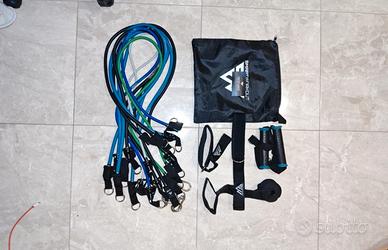 set elastici fitness + barra pesi
