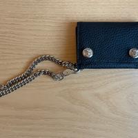 Portafoglio bifond Versace nero in pelle con caten
